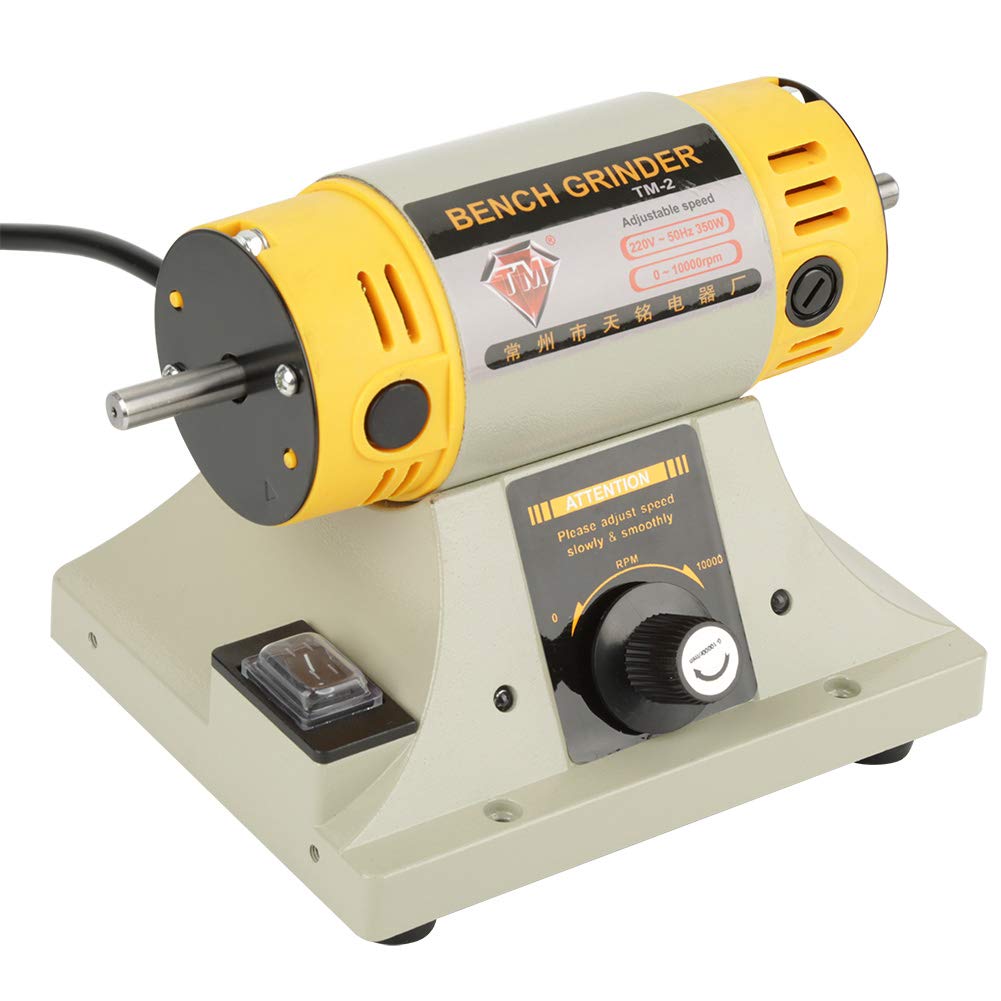 220V 350W joyería de piedra preciosa Pulidor conjunto de pulido banco multifuncional máquina de pulido de metal con patas de goma anti vibración para piedra joyería motor (EU Plug)