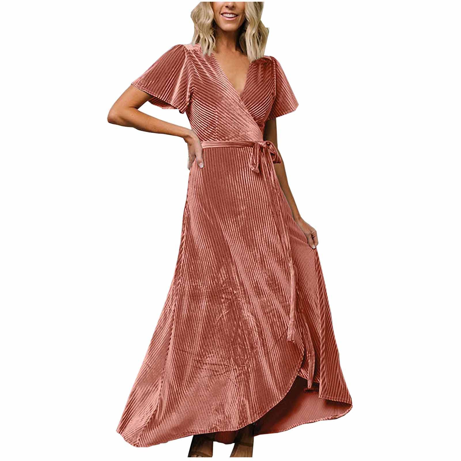 2022 New Women Velvet Maxi Dress Sexy V Neck Wrap | Desertcart Papua New  Guinea
