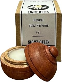 Natural Organic Night Queen Solid Wax Perfume | Natural Wax in Mini Wooden Box for Men and Women - 6 Gm, (Pack of 1)