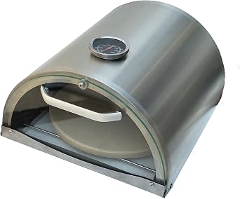 Mont Alpi 14"W x 15"D Universal Stainless Steel Compact Portable Side Burner Pizza Oven with 9" Pizza Stone + Glass Door and Thermometer- Fits all Mont Alpi MAi805 and MAi400 Outdoor Kitchen Islands
