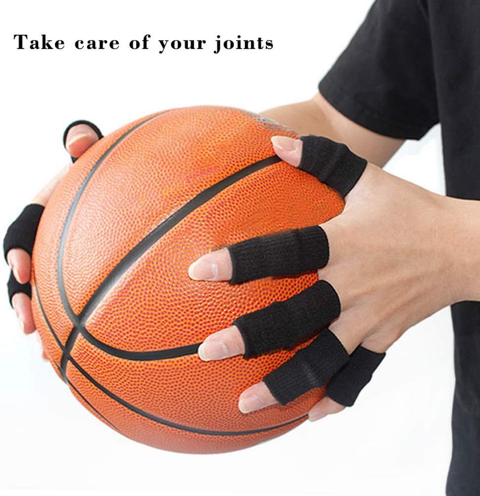 20 PCS Finger Sleeves Protectors, Sport Finger Sleeves Finger Splints Thumb Finger Brace Support Elastic Thumb Sleeves for Relieving Pain Arthritis Trigger Finger(Blue Black)
