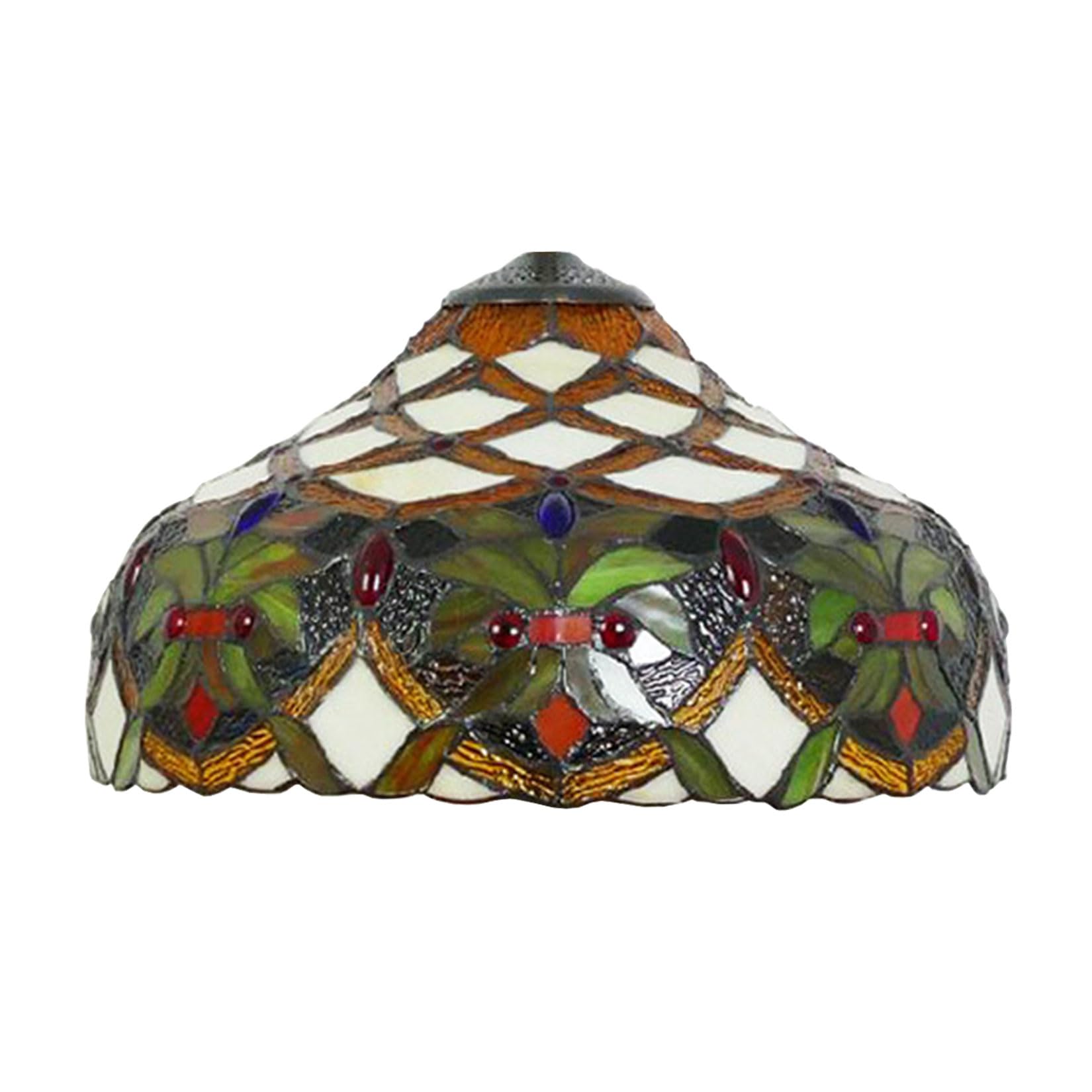 SaryEdge Tiffany Lamp Shade Replacement Only 16 Inch Baroque Stained Glass Lampshades, Vintage Brown Green Light Cover for Table Lamp Floor Lamp Pendant Light Ceiling Light，，