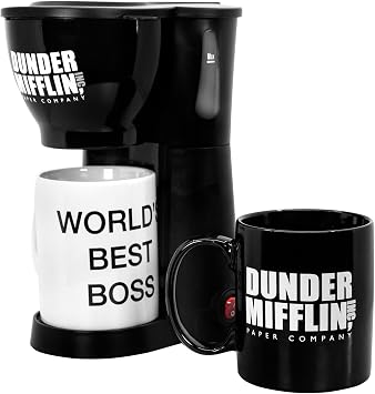 Uncanny Brands The Office Single Cup Coffee Maker Gift Set with 2 Mugs