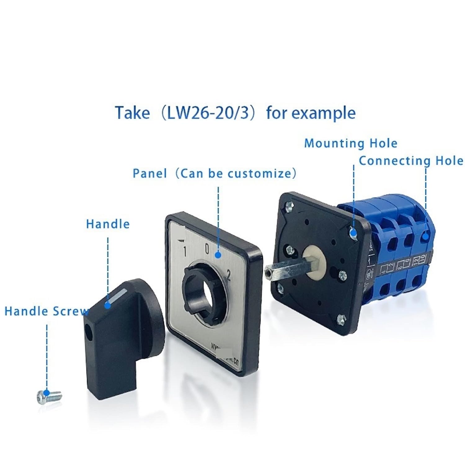 LW26-20/7 Rotary Cam Switch LW28 YMW26 20A 690V Silver Contact Changeover DIN Rail Mount Seven Poles Power Control 1Pcs(Customize)