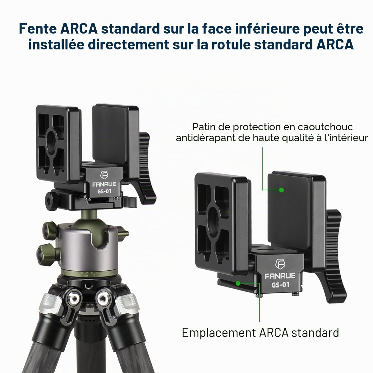 FANAUE Arca Swiss Support de fusil Pince pour trépied de chasse avec plaque à dégagement rapide, trépied de tir, rotule avec précision accrue et adaptateur de chasse et de tir