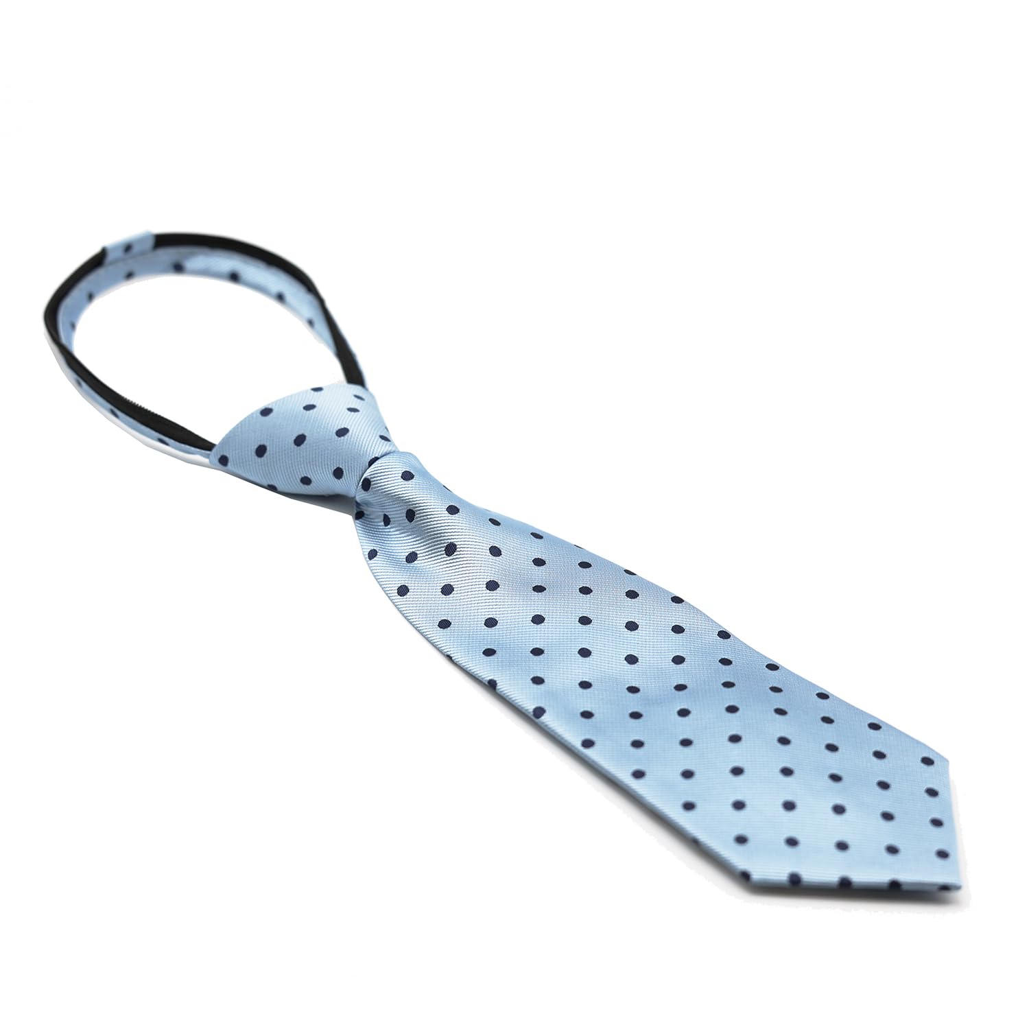 Equetech Junior Pre-Tied Polka Dot Show Zipper Tie – Light Blue/Navy Equestrian Riding Tie