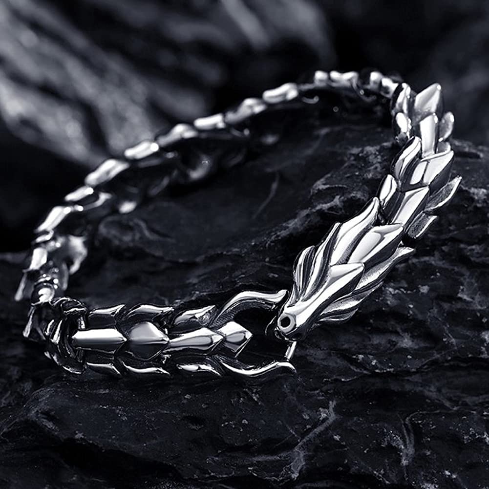 YABEME 925 Sterling Silber Wikinger Keltischen Drachen Armband Vintage-Stil Nordischen Amulett Schmuck Männer Manschette Armreif
