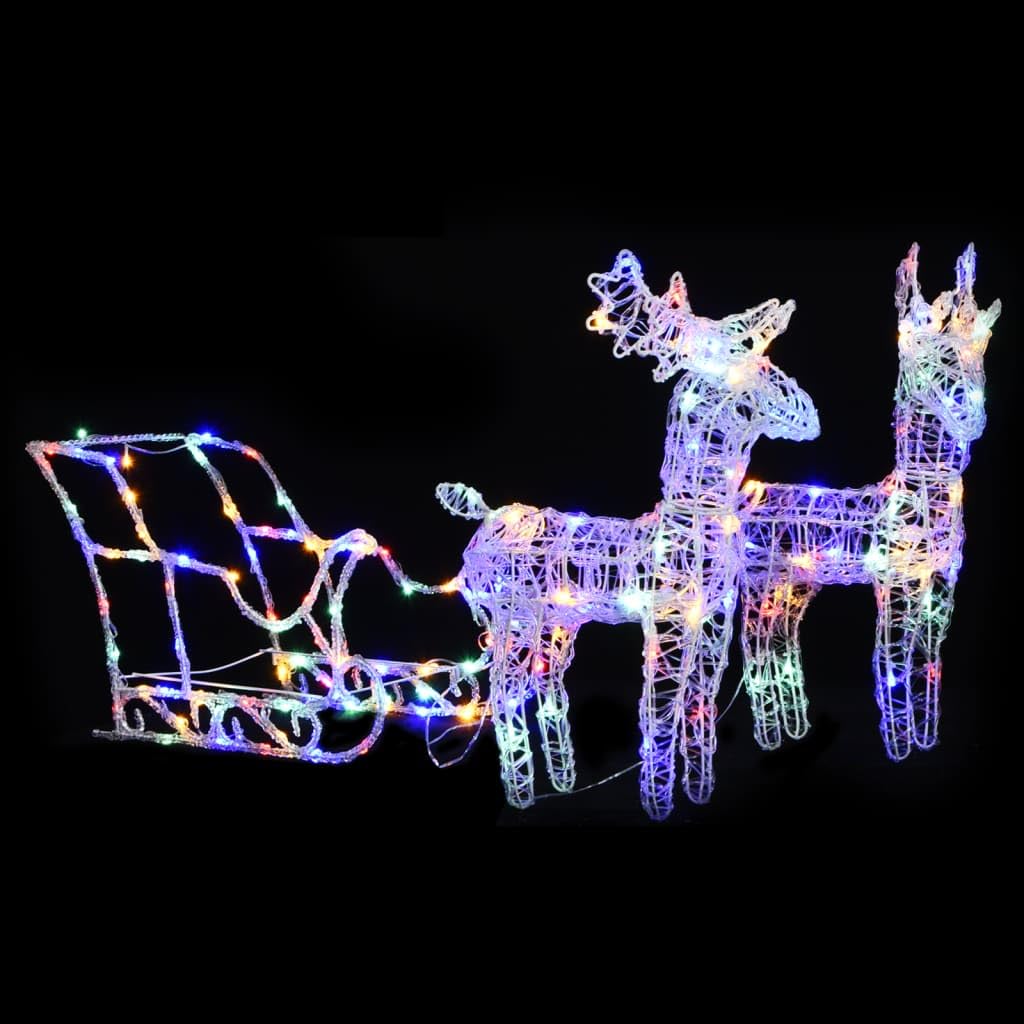 lichterkette draht,led batterie,draht lichterkette batterie,Rentiere & Schlitten Weihnachtsdekoration 160 LEDs 130 cm AcrylGeeignet für Patio, Schlafzimmer, Wohnzimmer, Weihnachten