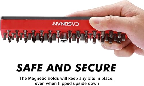 Miniatura 10 de CASOMAN Organizador de brocas hexagonales de 14 pulgadas con base magnética, rojo, verde y azul, organizador de brocas de 129 agujeros con base