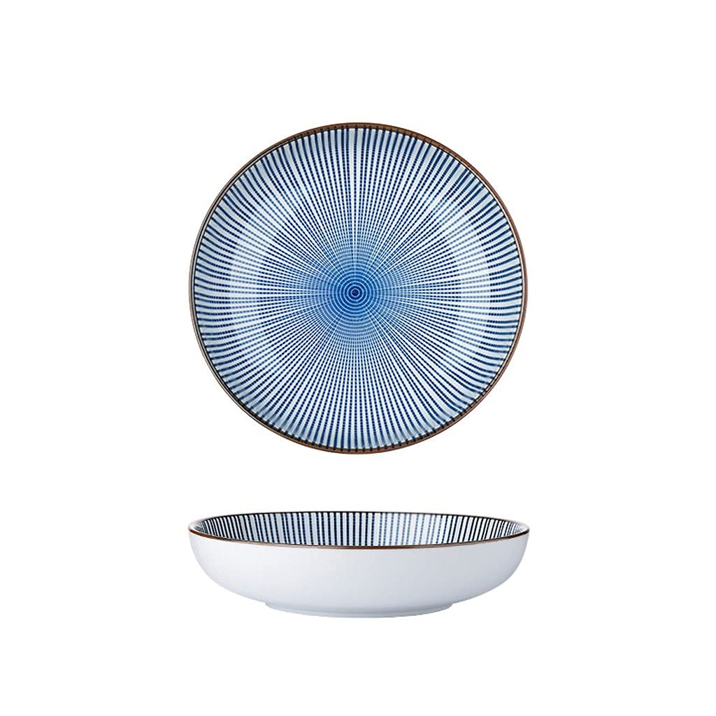 Assiettes Plates Plaques de dîner en céramique Grandes plaques de dessert à rayures rondes for cuadie de steak à micro-ondes four micro-ondes et lave-vaisselle Assiette ( Color : A , Size : 10Inch )