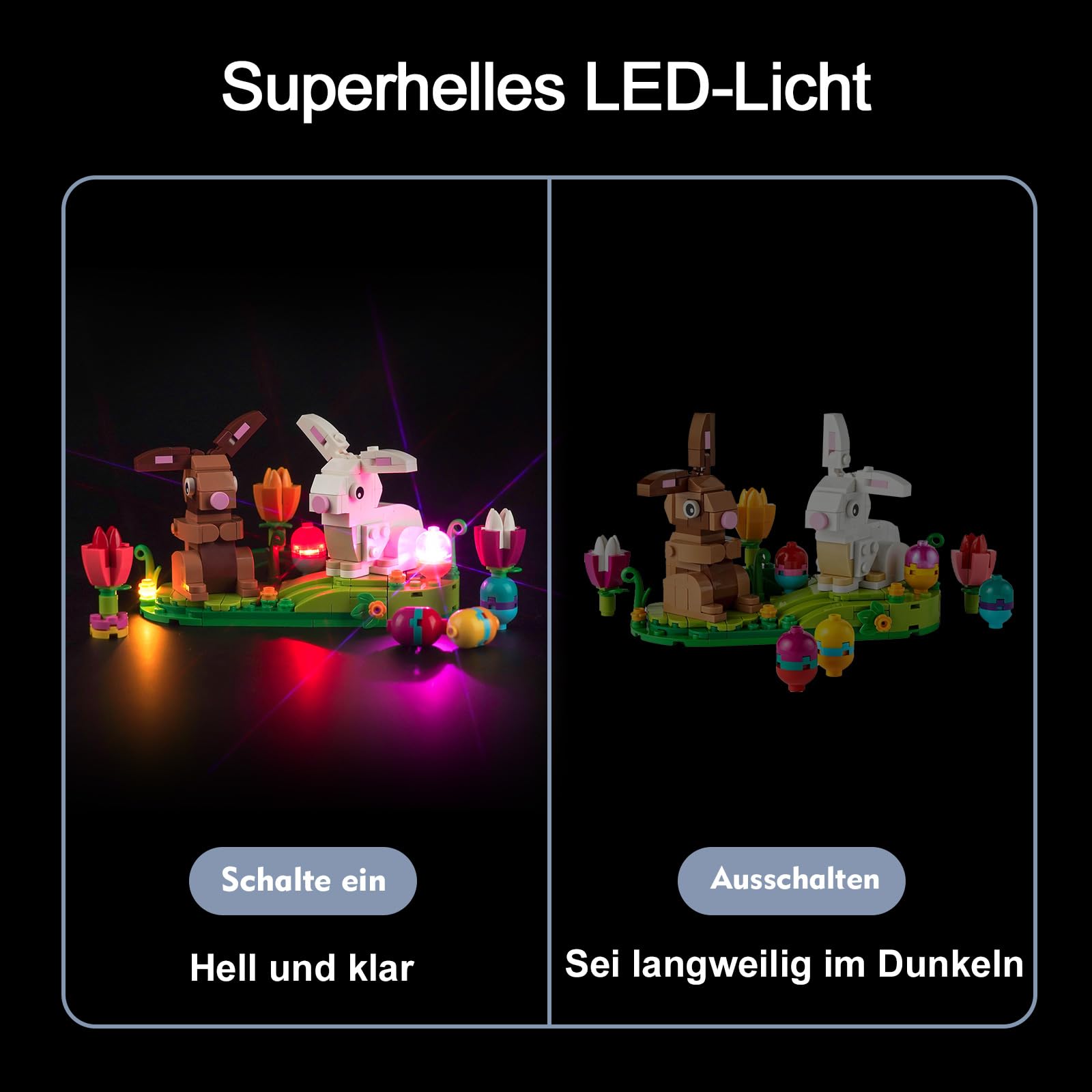 BrickBling Juego de Luces LED para exhibición de Conejos de Pascua Lego 40523 (no Lego), Juego de iluminación Decorativa para exhibición de Conejos de Pascua Lego, DE02-40523-P61901 — view 3