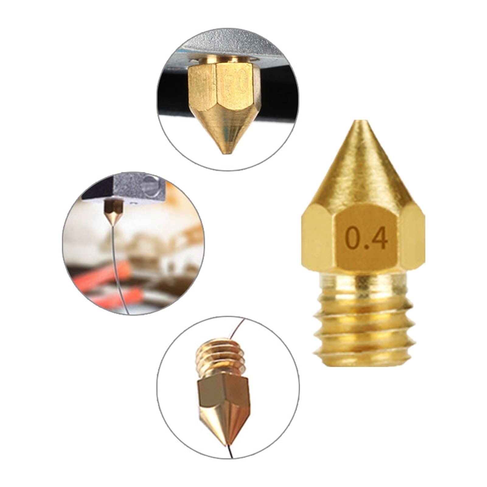 Ugello in Ottone, estrusore MK8, Filettatura M6, Materiali di consumo da 1,75 mm, con Scatola portaoggetti for Cintura e ago di Pulizia, Set da 31 Pezzi, Accessori for Stampante 3D