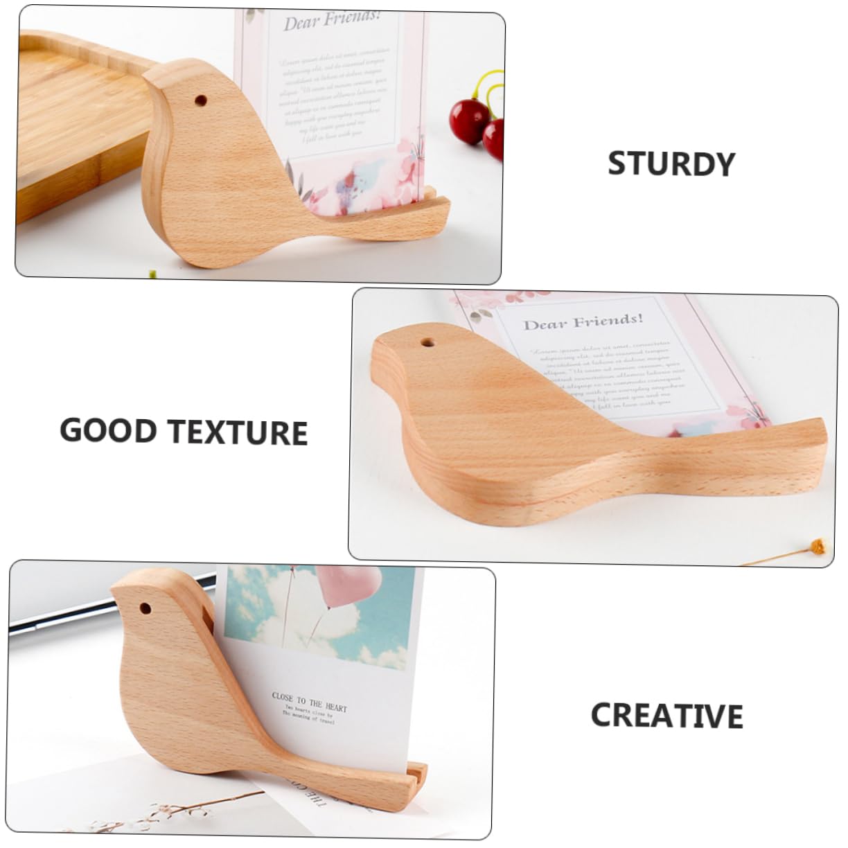 EXCEART 3 Piezas Base De Notas Decoración De Pájaros De Madera Sin Terminar Pájaros De Madera Soporte De Menú De Soporte De Número De Mesa Rústico Estatuilla De Pájaro De
