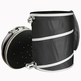 Collapsible Trash Can for Yard Waste & Camping, 42 Gallon Pop-Up Garbage Bag with Hard Bottom & Zipper Lid, Heavy Duty Reusable Outdoor Trash Can for Lawn Care, Garden, RV, Indoor Storage