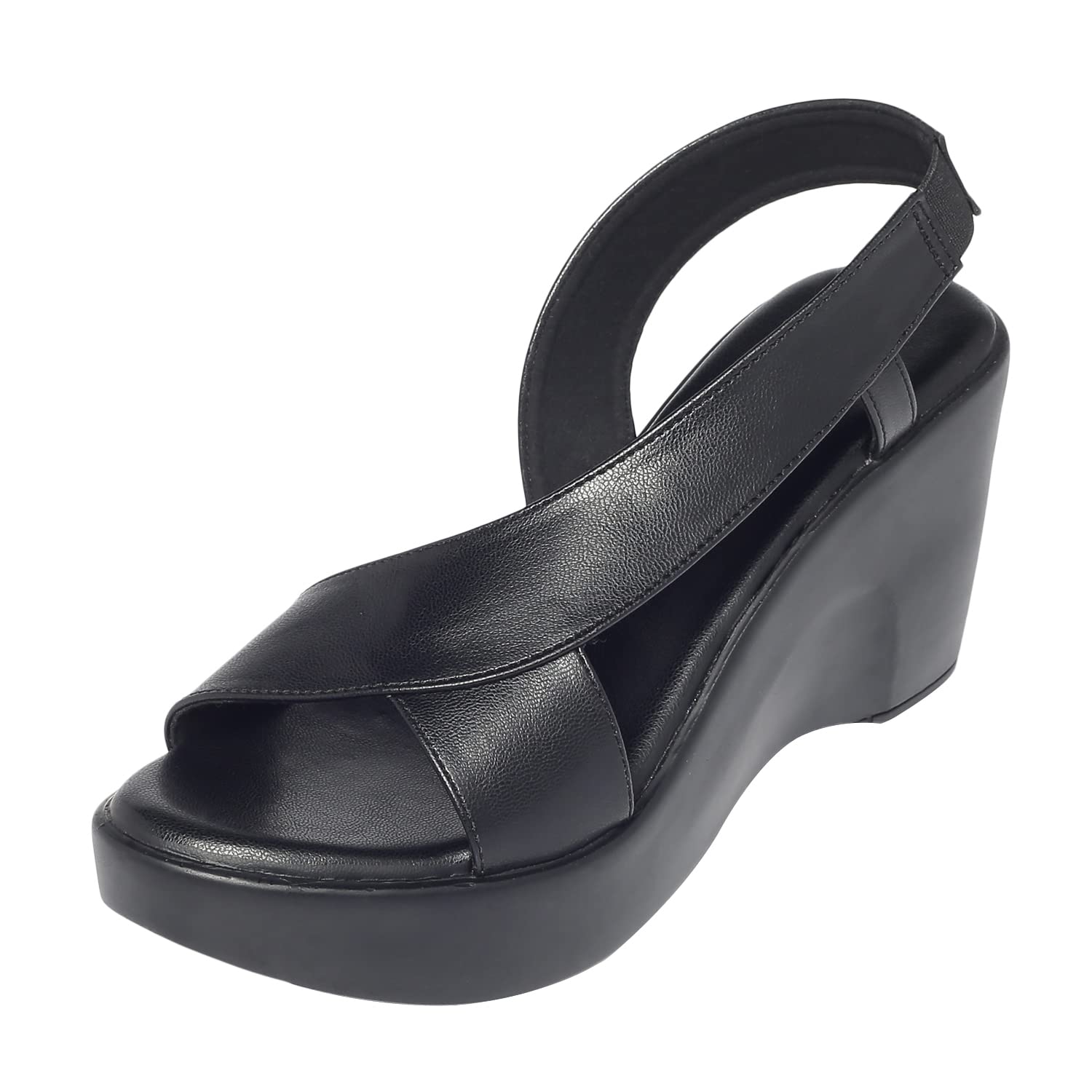 MONROW Samaira Leather Wedges for Women, Black, UK-3 (B0C2P6YZ7D) Amazon Price History, Amazon Price Tracker