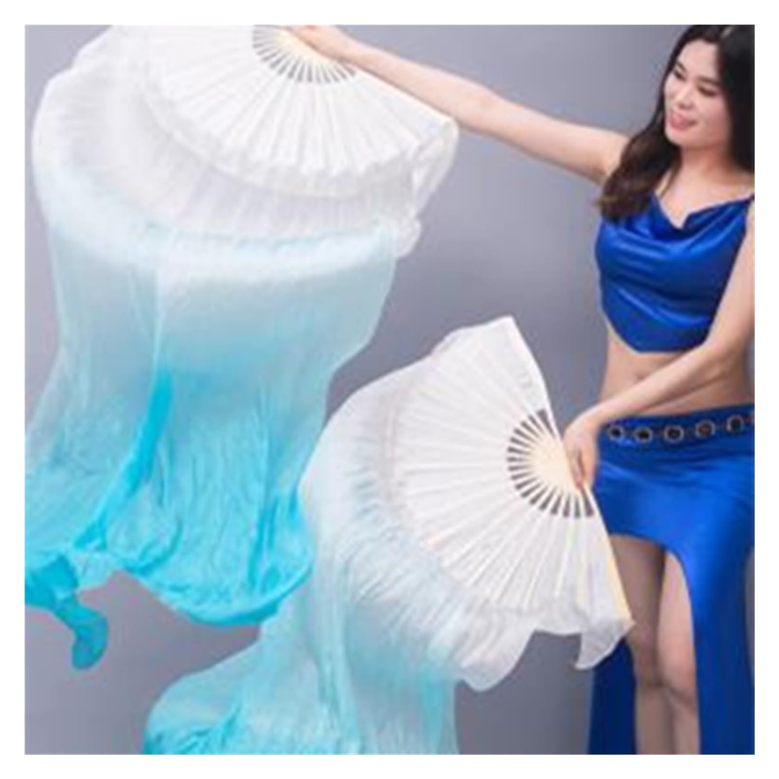 Silks Fani tańca brzucha, dzieci kobiety taniec brzucha s 1 para gradientowy tancerz ćwiczenia długi wachlarz rekwizyty 120 cm/150 cm/180 cm jedwabny wachlarz