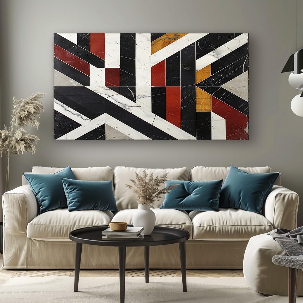 MKBKLI Abstract Canvas Wall Art for Living Room Abstract Geometric Stripe Paintings for Bedroom, Office, Kitchen - Home Decor Pictures, 50x100cm