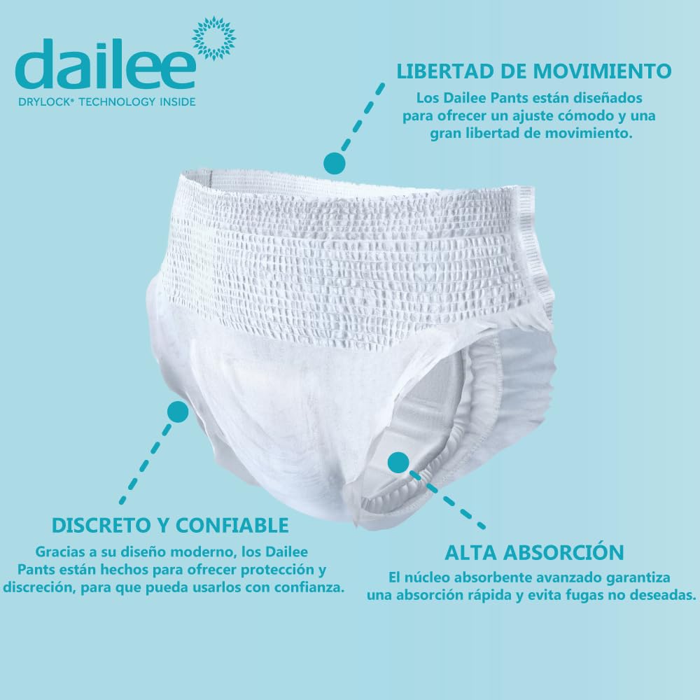 Dailee Pants Plus L - 90 Pañales Adultos Maxima Absorcion Braga Pañal Adulto Incontinencia