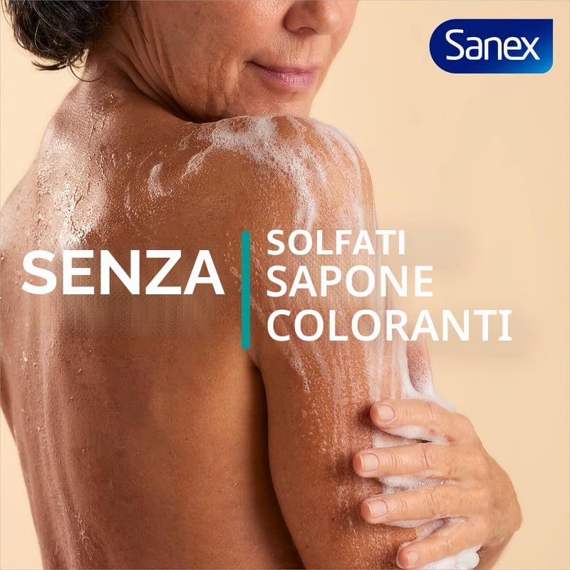 Sanex - Ricarica Gel doccia Sanex Neutro Idratante Pack 10 x 900 ml | Con ingredienti essenziali | 0% solfati*, 0% sapone e 0% coloranti | Gel da bagno tutti i tipi di pelle | Idratazione duratura