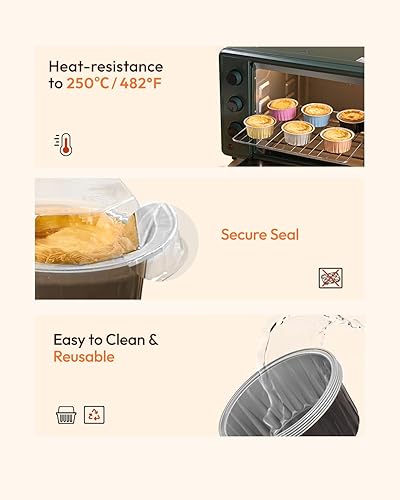 Miniatura 6 de Katbite - Ramekins desechables con tapas, paquete de 60 tazas de papel de aluminio de 5 onzas para hornear, moldes para magdalenas para crema