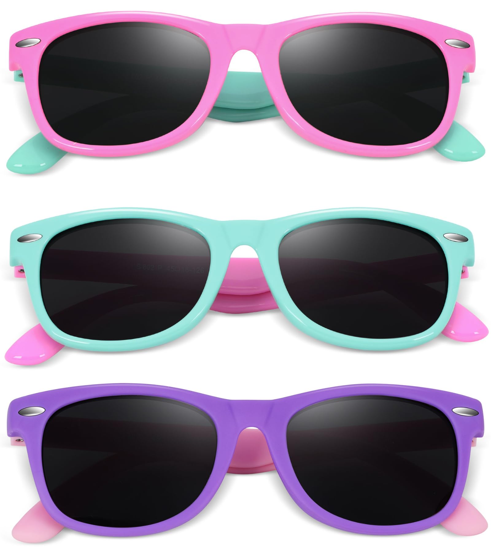 BEALER Gafas de sol polarizadas para niños y niñas, protección UV, goma flexible TPEE para niños de 3 a 9 años