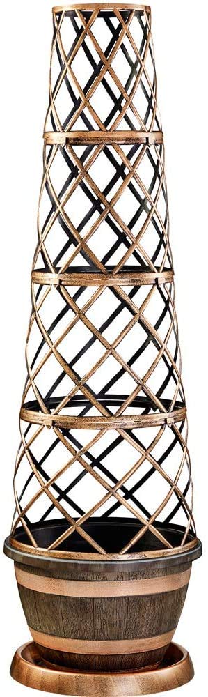 Thompson & Morgan Flower Tower Pot Barrel Effect Plant Pot Design with Flower Pot, Saucer and Frame Perfect for Climbing Plants, 1 x Barrel Effect Tower Pot