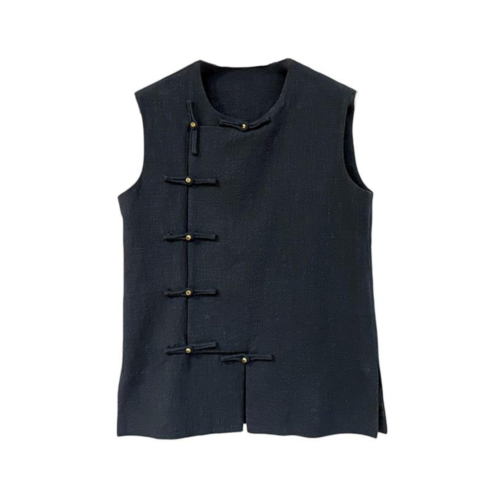 Chaleco sin mangas de estilo chino para hombre con cuello redondo holgado 6