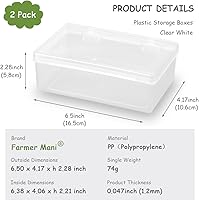 Vista 2 de 2 Pack Rectangle Small Storage Containers Box 6.5 x 4.17 x 2.28 inch, Clear Plastic Storage Containers Box for Collecting Small Items, Beads, Game
