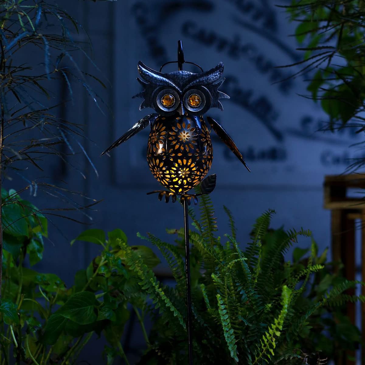 Lanterne Solaire Hibou Métal - Lot De 2 - Motif Découpé - Décoration Jardin - Joellfuner