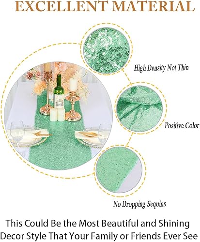 Vista 156 de Camino de mesa de lentejuelas doradas, 12 x 72 pulgadas, paquete de 15 caminos de mesa de boda con purpurina, camino de mesa dorado brillante