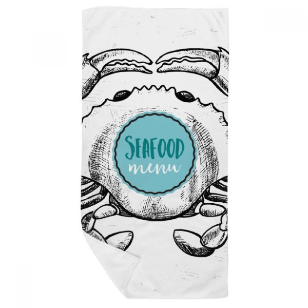 Serviette de bain crabe croquis illustration marine de 35x70cm douce
