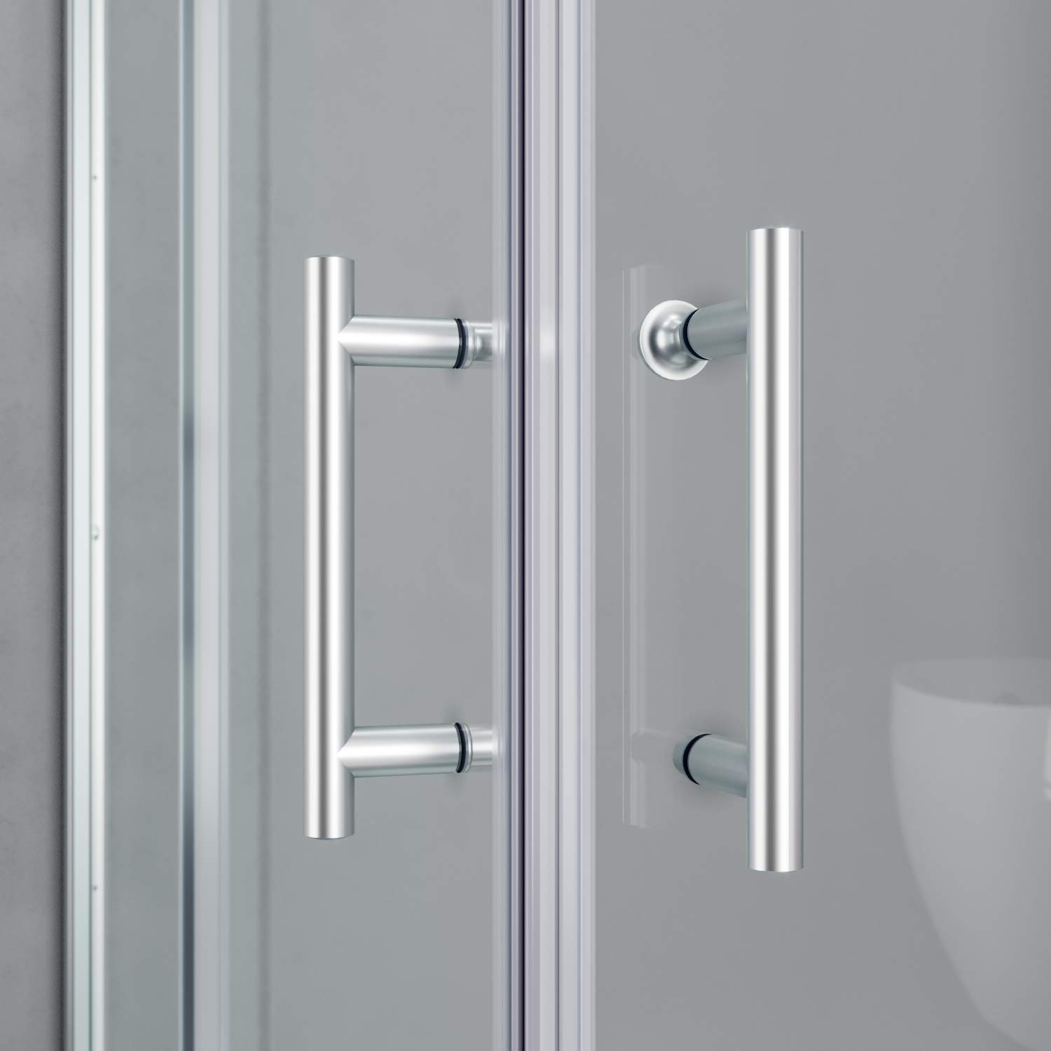 SIRHIONA Cabina de Ducha 76x76 cm, Mampara de Ducha Extensible Puerta de Ducha Corredera en Acceso de Ángulo