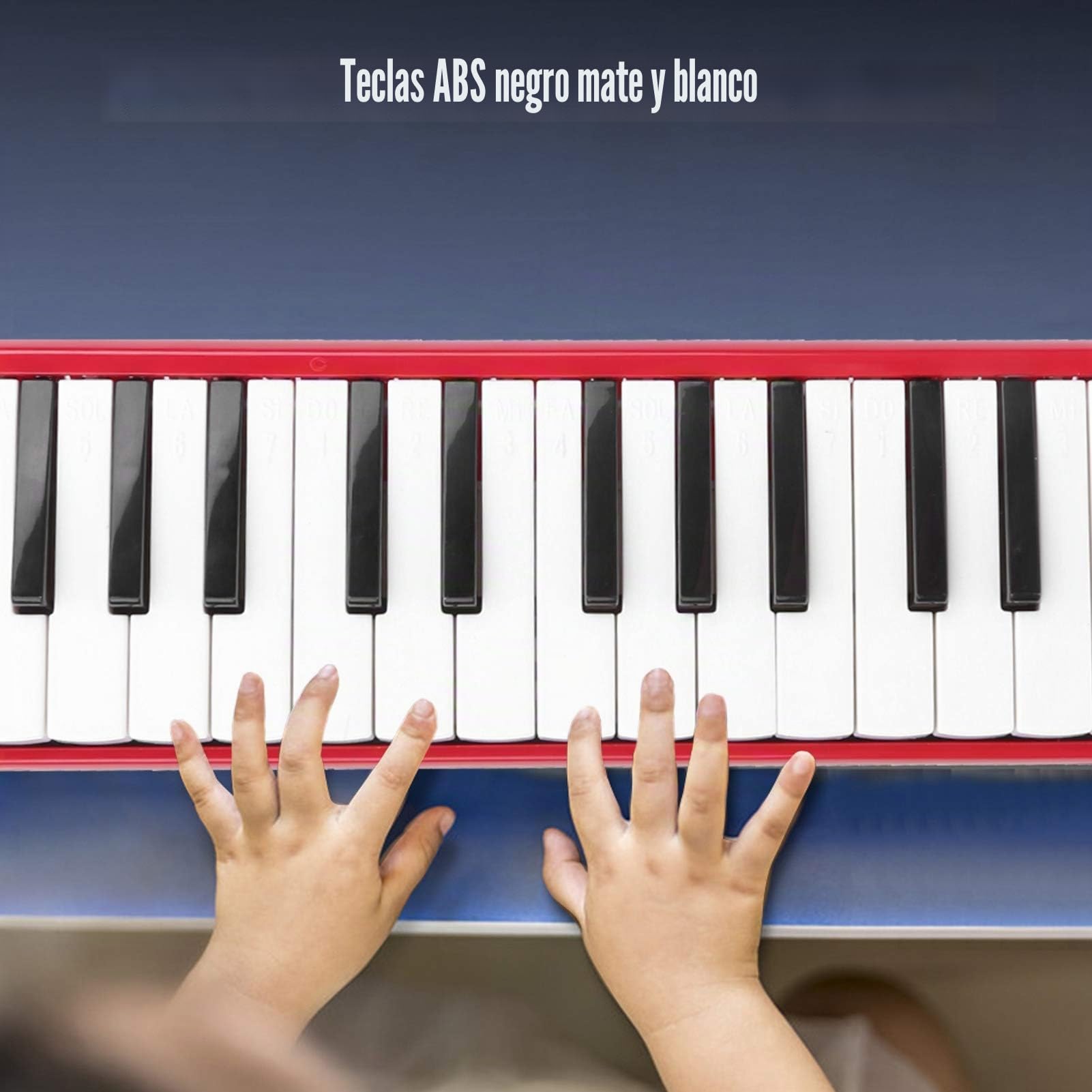 Melódica teclado para piano de aire con tubo para boquilla, instrumento musical de viento de 32 teclas apto para bolsa de entrenamiento para principiantes (rojo)