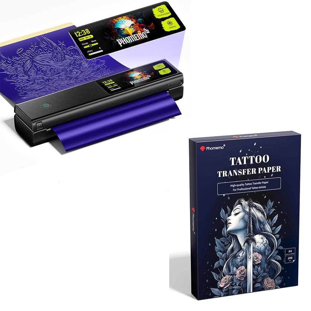 Phomemo L85 Stampante Stencil Tattoo con 5" Touchscreen, 200 Fogli | Stampante per Tatuaggi 100 Fogli Carta Trasferimento di Alta Qualità, per Artisti Professionisti e Principianti