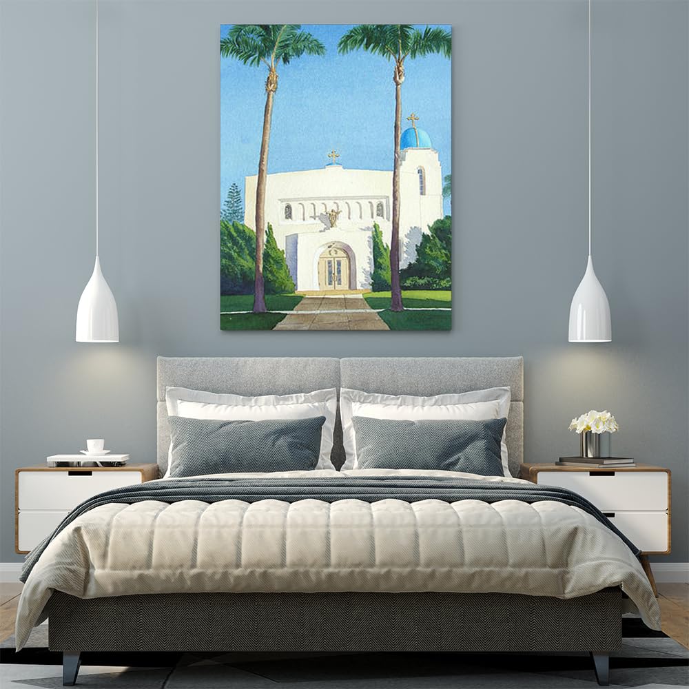 VERRE ART Printed Framed Canvas Painting for Home Decor Office Wall Studio Wall Living Room Decoration (45x60inch Wrapped) - Sacred Heart Church Coron