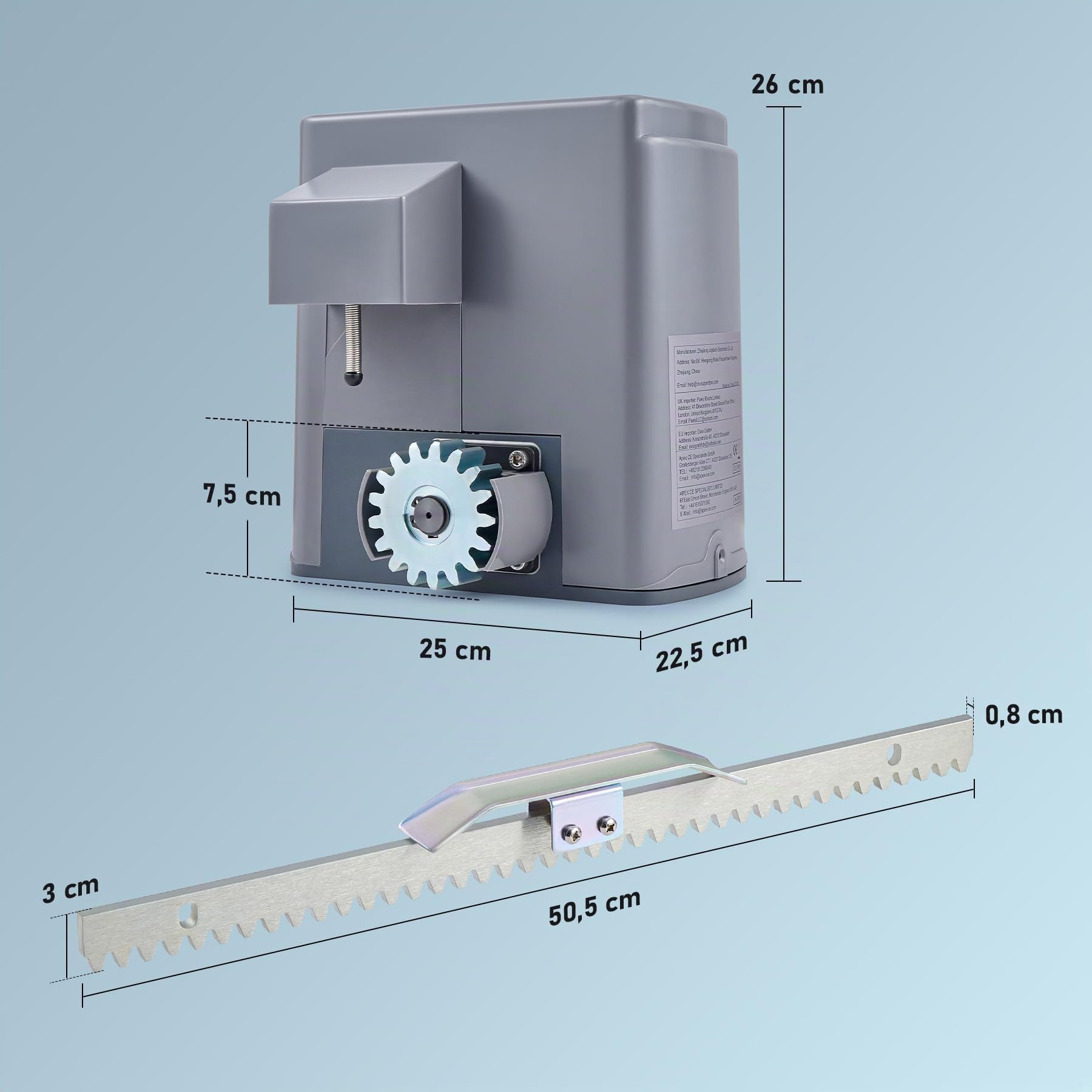 CO-Z Motorisation Portail Coulissant 600 kg 12 m, Kit Automatisme Électrique 280W 220V avec 2 Télécommandes, Photocellules Infrarouges & Crémaillères 4M (IP54)