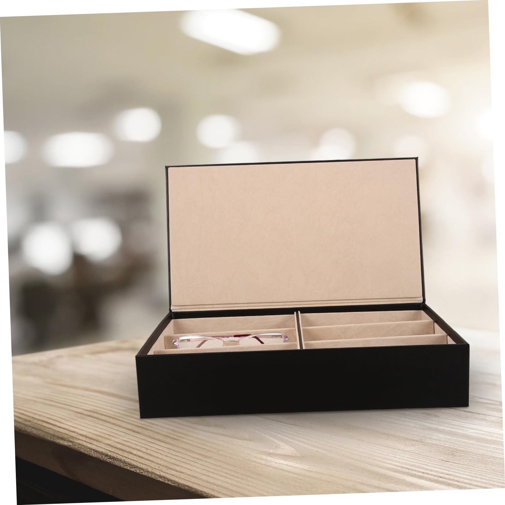 Healvian Organizer dal Design Raffinato in Pelle Pu Occhiali da Sole Multi-griglia Struttura in Metallo Facile da Pulire per Casa e Uso Commerciale