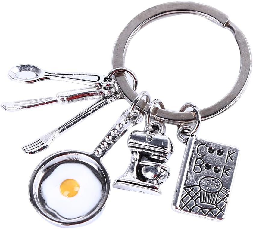 Omelette Keyring Keychain Cute Bag Purse Pendant Chef Utensils Accessory Pendant Couple Holiday Gift