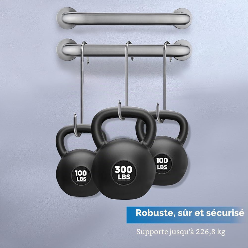 Decaura 300mm Barres d'appui wc salle de bain en acier inoxydable, poignées de baignoire antidérapante, poignées de sécurité pour personnes âgées, enfants et handicapés(2 Pièces, diamètre 25mm)