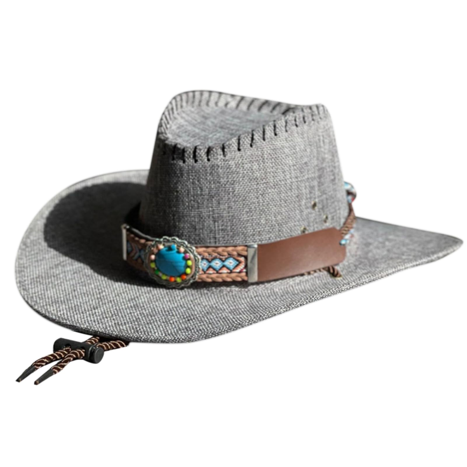 XINgjyxzk Sombrero de vaquero occidental transpirable, unisex, accesorio para fotos, versátil, sombrero de montañismo, hecho a mano, sombrero de vaquero