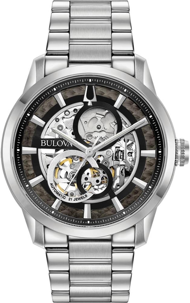 96A208 Bulova Automatic Skeleton Watch Reverse Import