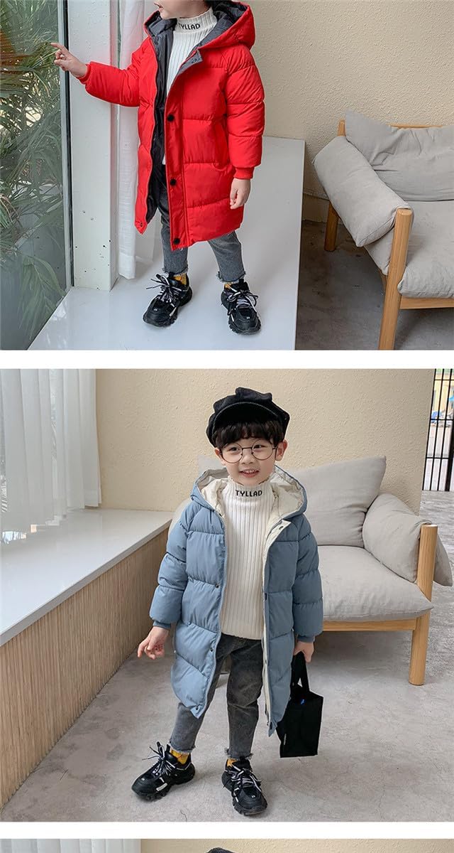 Kids Boys Girls Winter Warm Hooded Puffer Down Jacket Lightweight Windproof Padded Warm Coat Outerwear