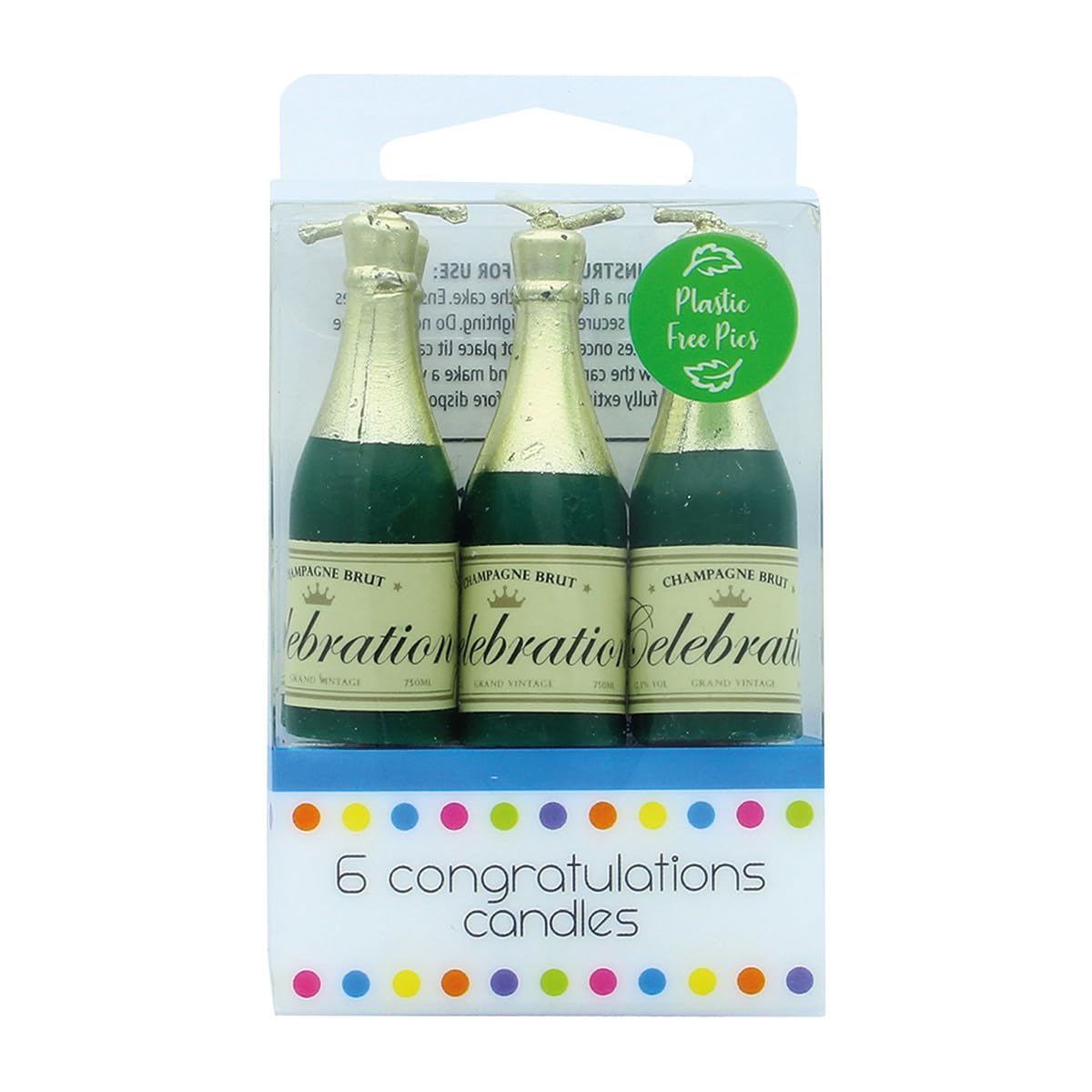 Culpitt Champagne Bottle Candles | 6 Pack | Birthday Cake Candles for Special Celebrations, Plastic Free Pic - 6 Pack