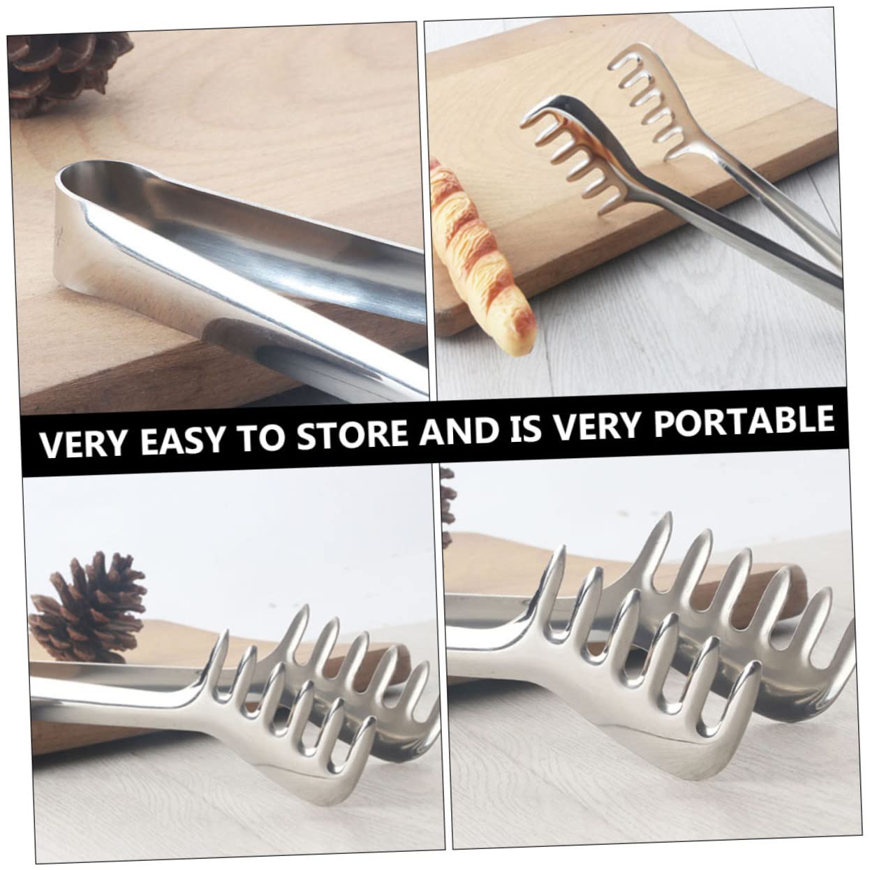 OFFSCH Stainless Steel Pasta Tong Ergonomic - Kitchen Utensil for Serving Spaghetti Salads and Buffets Practical Food Serving Tool