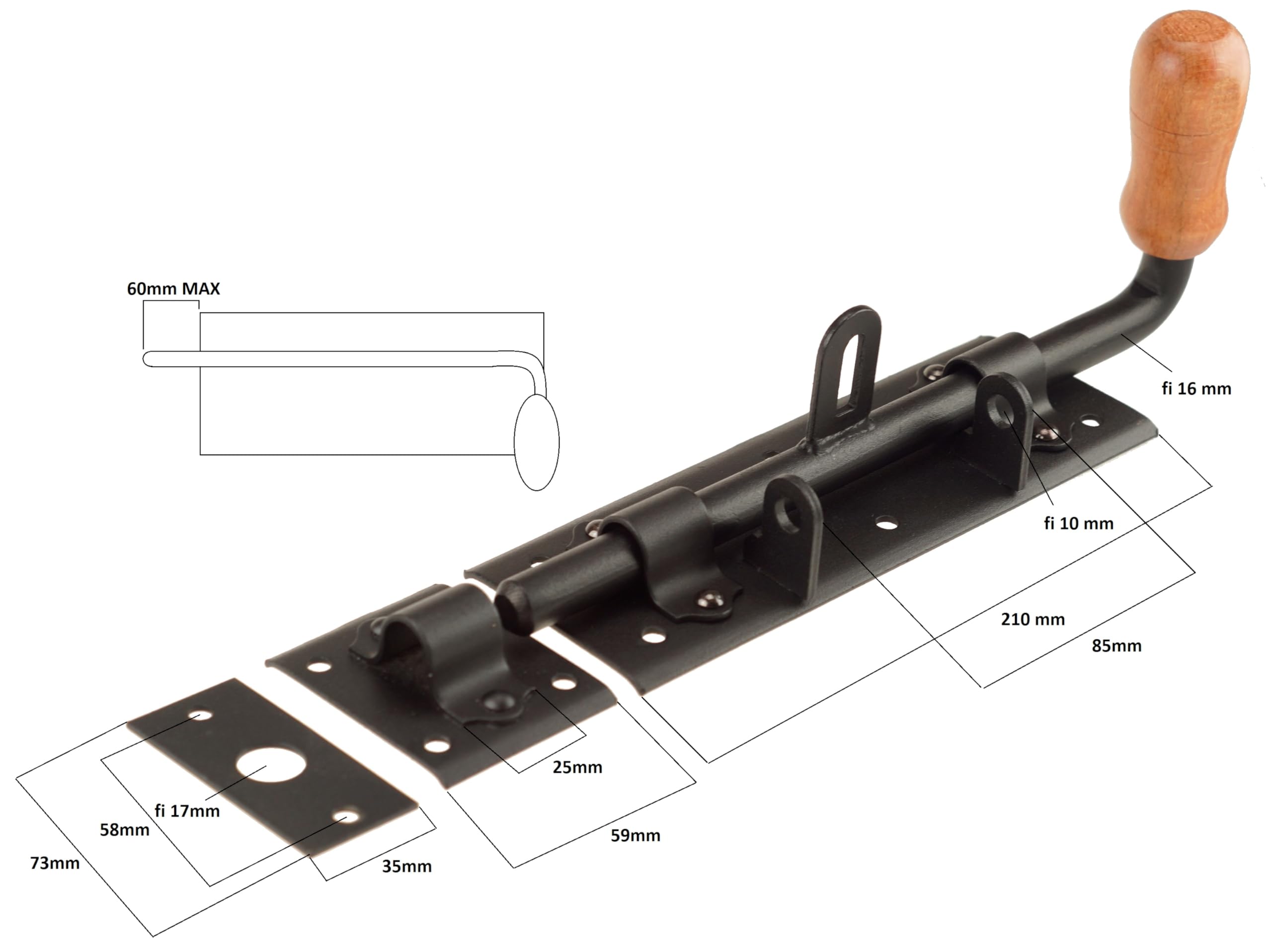 Catenacci per cancelli, 2 pezzi x 280 mm, neri, catenaccio per porta, serratura per porta, catenaccio, catenaccio per cancello da giardino