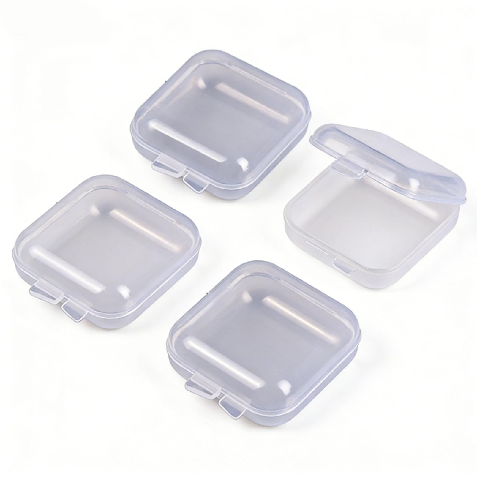 24pcs Plastic Craft Storage Boxes Set with Lids | 3.5x3.5x2cm Square Containers for Beads Earrings Small Trinkets