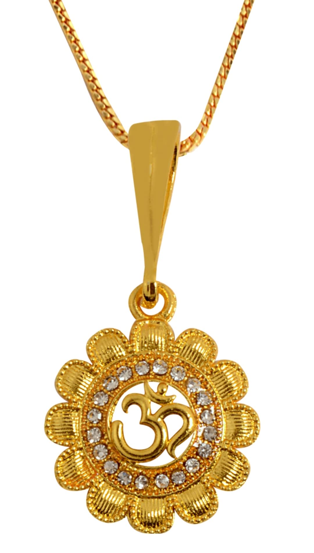 lva creations Gold plated chain with om pendant necklace jewelry set for men women unisex-picture-38