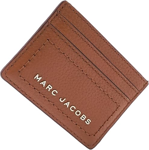 Marc Jacobs S102L01FA21 Funda de piel para tarjeta diaria de almendra ahumada con hardware dorado para mujer, Marrón, Estuche para tarjetas