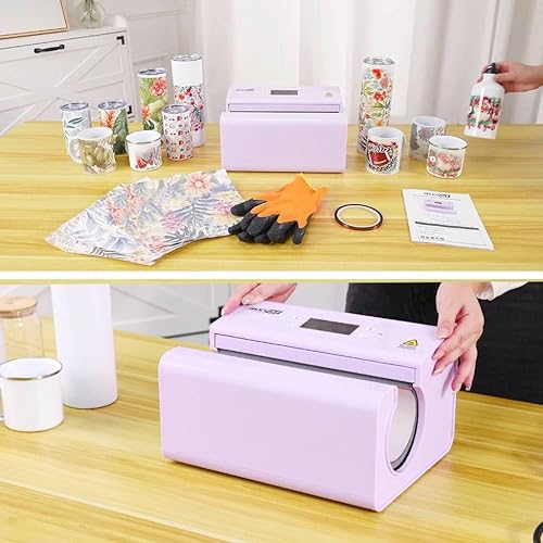 Miniatura 2 de WHUBEFY Máquina de prensa de calor para vasos, máquina automática de prensa de tazas para 30 onzas, 20 onzas, prensa y liberación automática, tazas