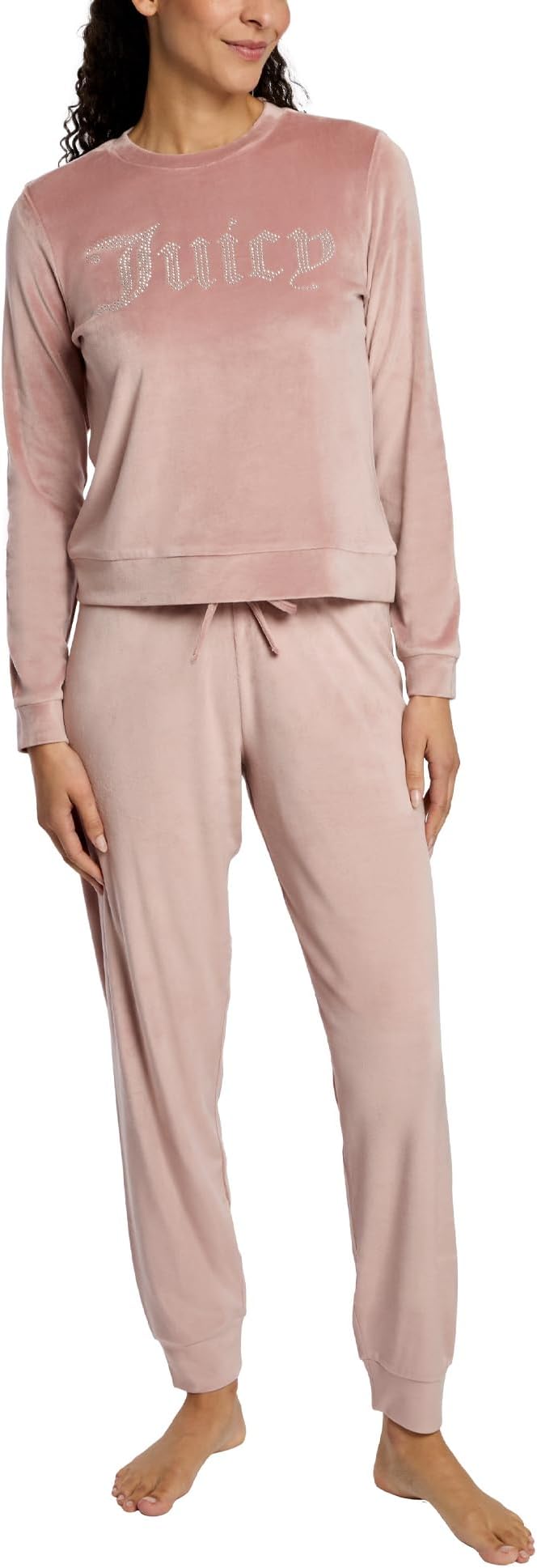 womens Velvet Fleece L/S Pullover Set Pajama Set
